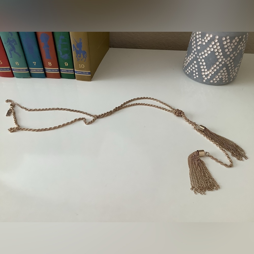 NWOT The Limited Goldtone Tassel knot Necklace Long Length